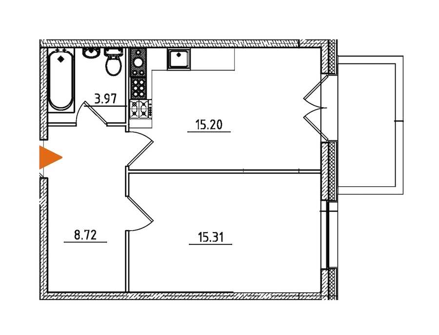 Однокомнатная квартира в : площадь 44.64 м2 , этаж: 7 – купить в Санкт-Петербурге